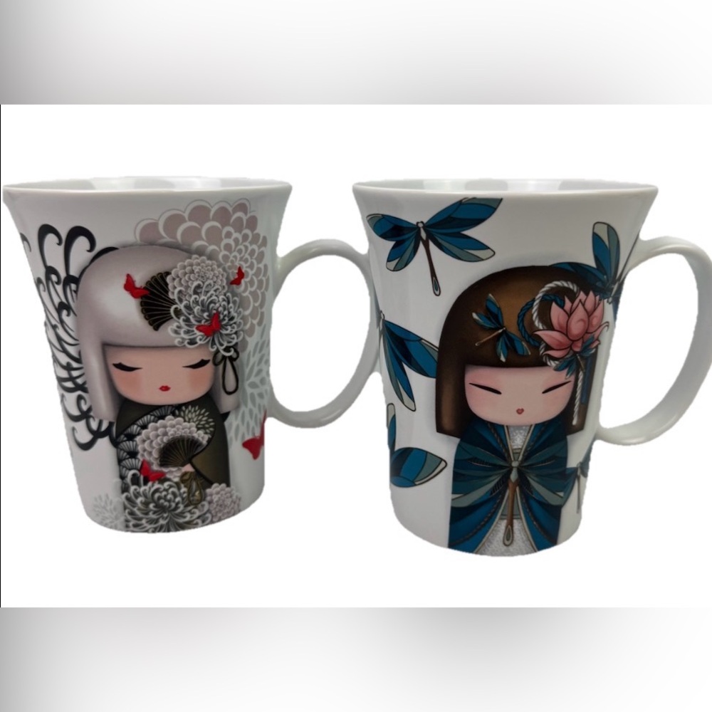 Lot Of 2 Kimmidoll Collection Coffee Tea Mugs Yuna Calm & Yoriko Dependable